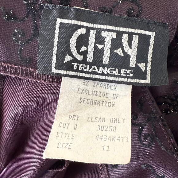 Vtg 90s Y2k Velvet Floral Glitter Mini Dress Party Whimsigoth Romantic Goth L - Picture 4 of 5